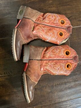 El General Brown & Orange Kids Western Pull-On Boots